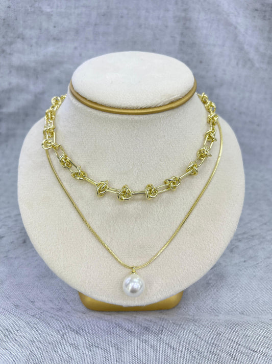 Nichole double one pearl necklace